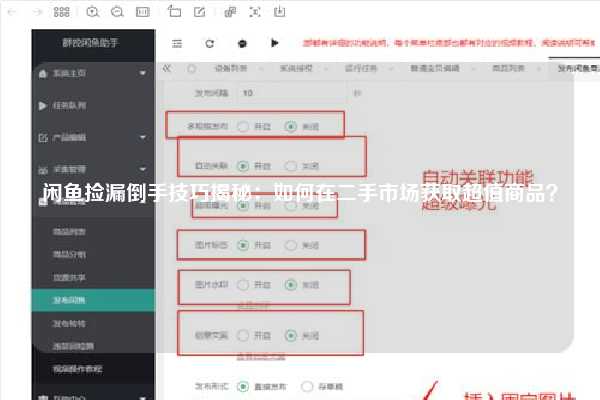 闲鱼捡漏倒手技巧揭秘：如何在二手市场获取超值商品？